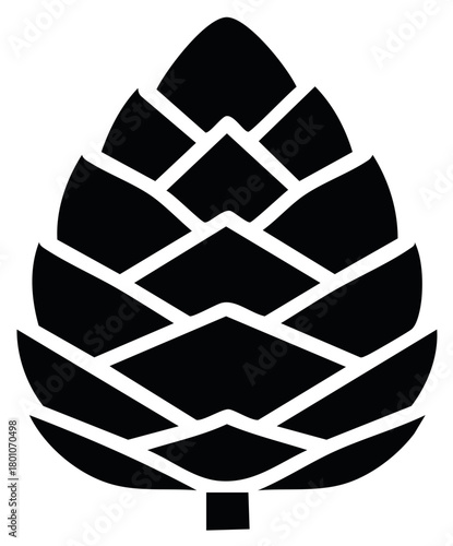 Black hop cone illustration brewing ingredient for craft beer production and alcoholic beverages