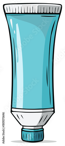 Blue medical ointment tube with white cap and blue lid illustration