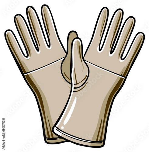 Beige protective gloves icon, isolated workwear for safety and sanitation