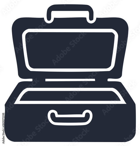 Vector icon of an open empty briefcase for business and travel concepts
