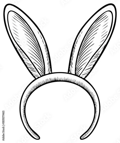 Engraving style rabbit ears headband for Easter celebrations or festive costume party
