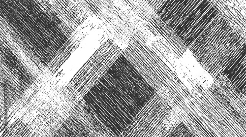 Black and white abstract textured background with diagonal lines and geometric shapes vector