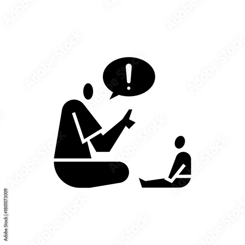 dad giving advice glyph icon. dad teaches lesson illustration.