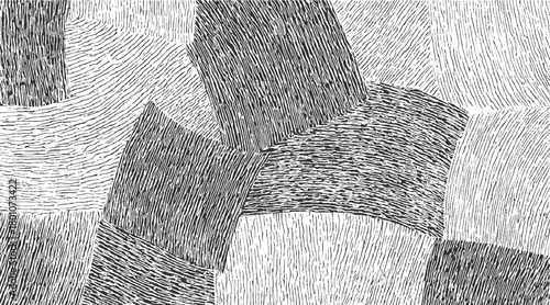 Black and white abstract pattern of textured segments with varied line direction background