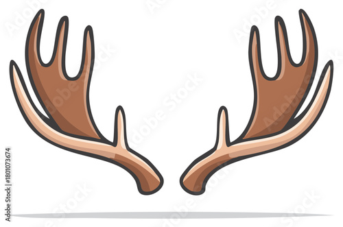 Cartoon moose antlers with brown and beige coloration and dark outline