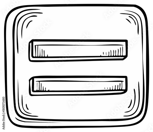 Equals Sign Hand Drawn Illustration in Square Frame for Education and Mathematical Concepts