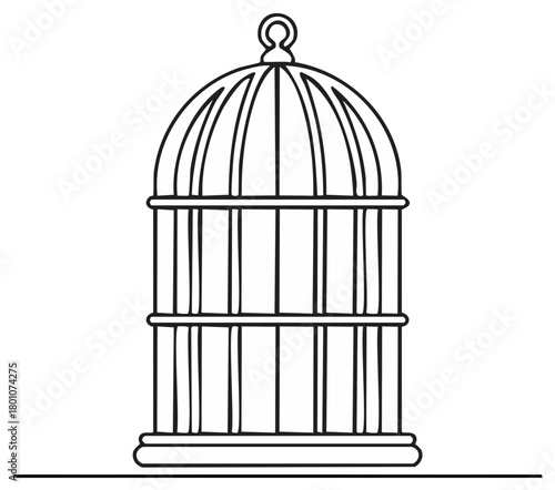 Outline of an Empty Birdcage with a Rounded Top and Simple Stand Illustration