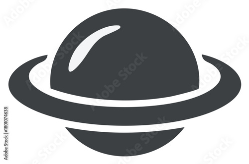 Minimalist planet with rings icon. Simple flat vector graphic symbol for astronomy and space themes.