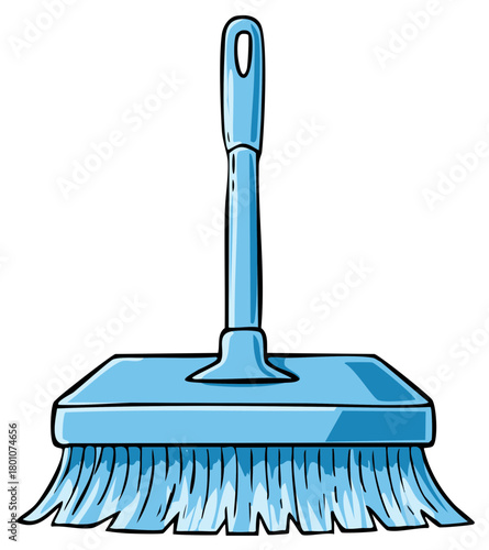 Blue cartoon broom with a hanging hole on the handle for cleaning floors