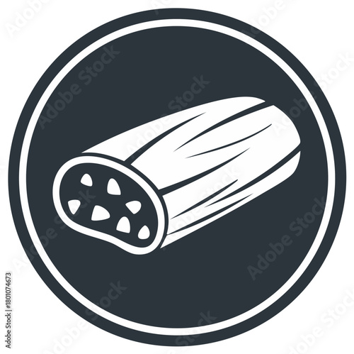 Illustration of Sliced Sausage on Circular Shape with Filling