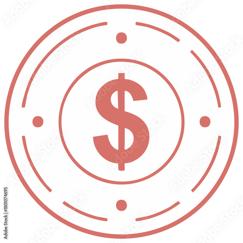 Stylized Dollar Currency in a Circular Border Design