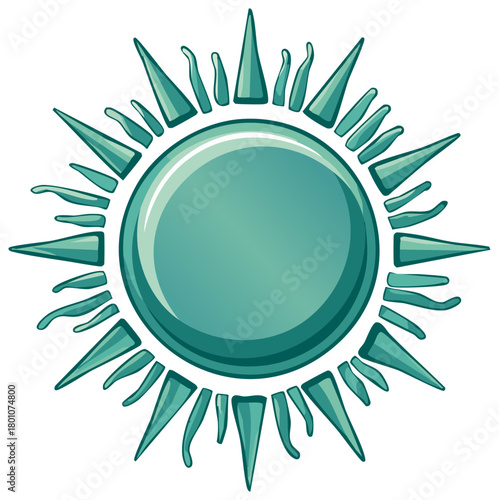 Radiant Sun Symbol with Teal and Green Hues