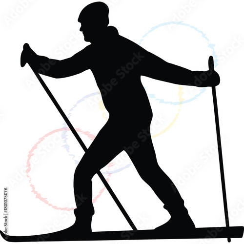Dynamic Crosscountry Skier Silhouette Engaging in Winter Sport Activity