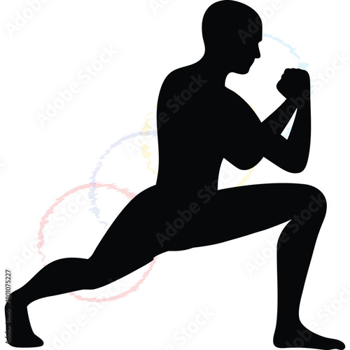 Powerful Female Athlete in Dynamic Lunge Pose for Intensive Fitness Workout