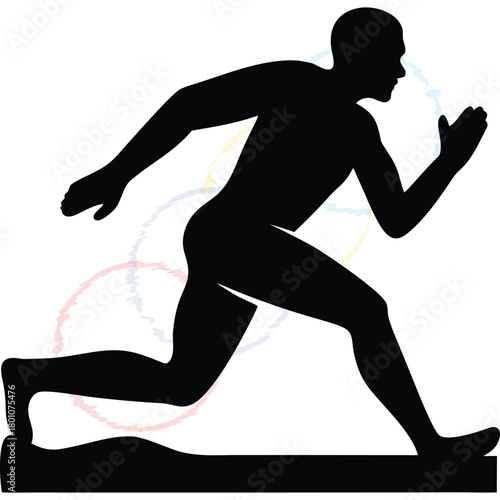 Active Man Running Silhouette Representing Dynamic Sport Performance