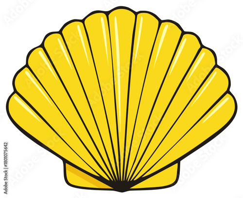 Detailed Yellow Scallop Shell Illustration Graphic Seashell Icon Isolated Design