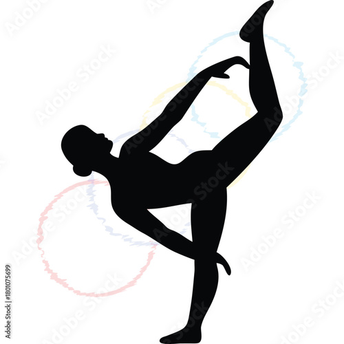 Artistic Dancer Silhouette in a Striking Ballet Pose with Perfect Balance