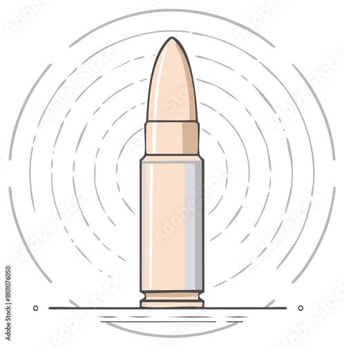 Single bullet with a stylized impact circle pattern behind it
