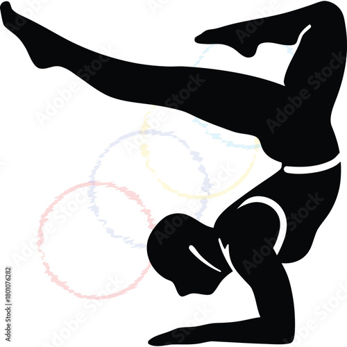 Dynamic Gymnastics Silhouette: Athlete Demonstrating Balance and Flexibility in Sport