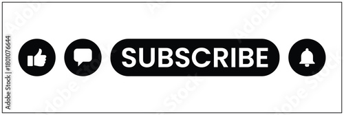 subscribe button with like, comment, and bell icons for social media platforms. Ideal for YouTube, channel promotion