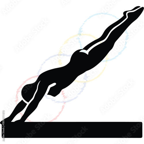 Dynamic Diver Silhouette Captures Sporting Excellence and Athletic Performance