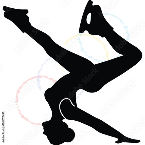 Dynamic Iceskater Silhouette Illustrating Figureskating Sport Performance and Graceful Winter Movement