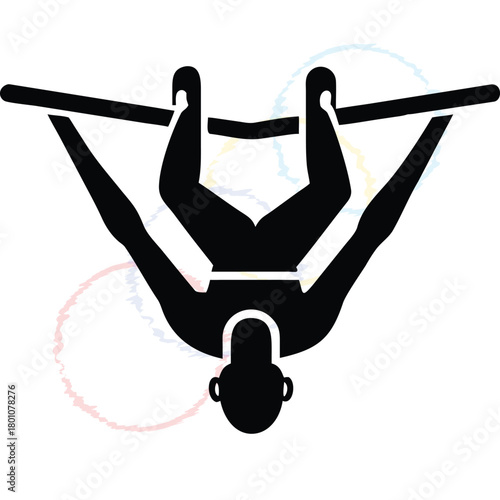 Dynamic Athlete Performing Strength Fitness Exercise on a Bar: A Vector Icon Illustrating Intense Workout Training for Wellbeing