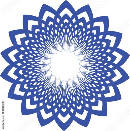 Blue radial mandala pattern abstract design Vector