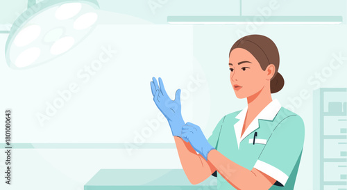 Medical Professional Preparing: Putting On Surgical Gloves Within A Pristine Working Environment