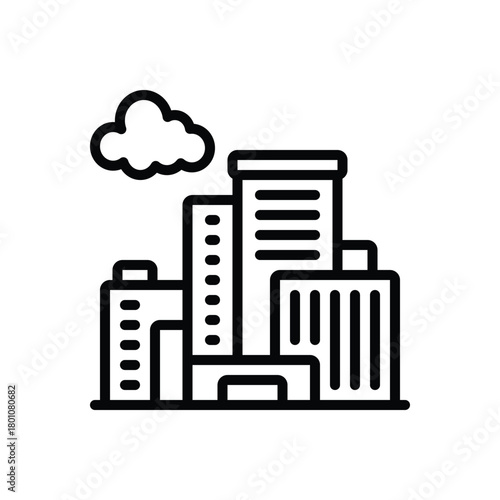 Black line icon for cityscape
