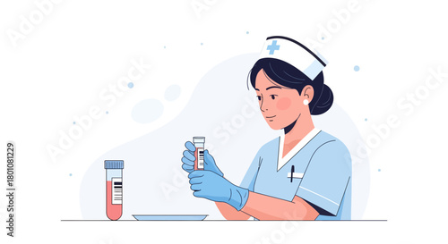 Medical Professional Carefully Analyzing Samples of Blood in Laboratory Setting