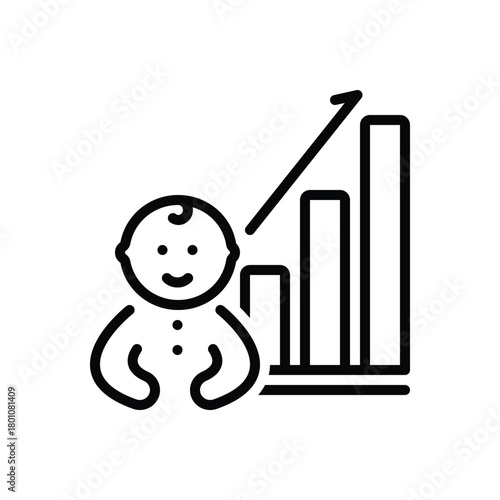 Black line icon for fertility rates