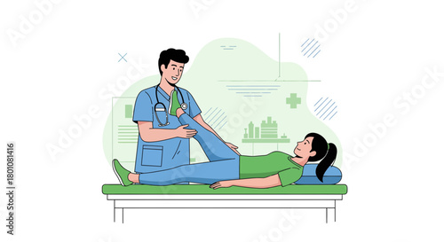 Medical Professional Doing Physio on Patient Improving Limb Flexibility and Therapy