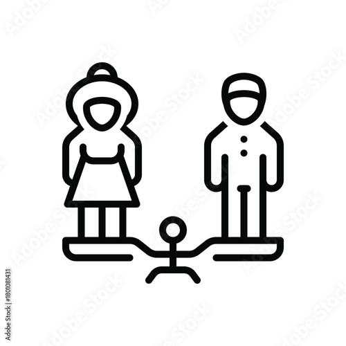 Black line icon for gender distribution