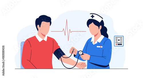Medical Professional Checking Blood Pressure of A Patient During A Healthcare Exam
