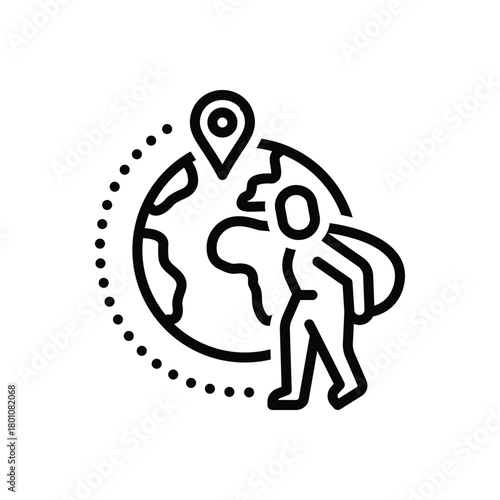 Black line icon for migration patterns