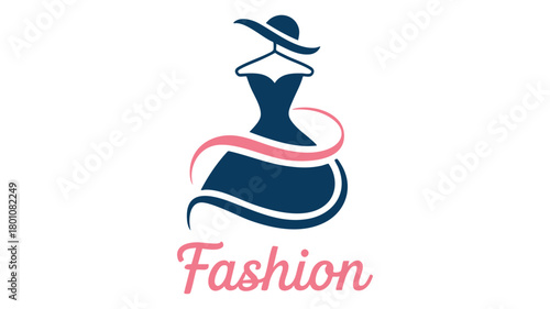Fashion dress logo with hat design