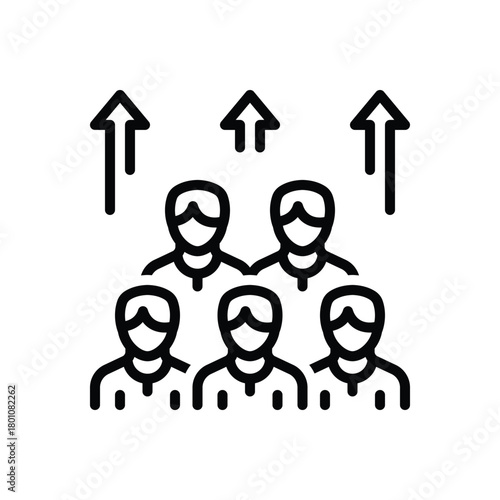 Black line icon for population growth