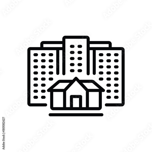 Black line icon for residents