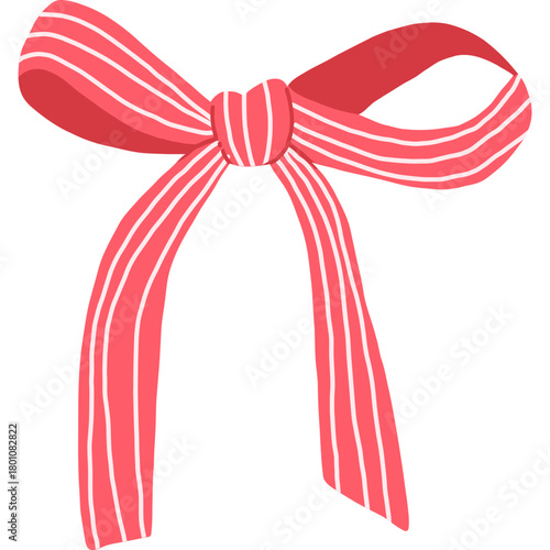 red ribbon bow hand drawn