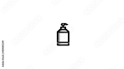 Outline icon of a pump bottle dispenser, perfect for liquid soap, hand sanitizer, lotion, or cosmetic products. Clean vector graphic.
