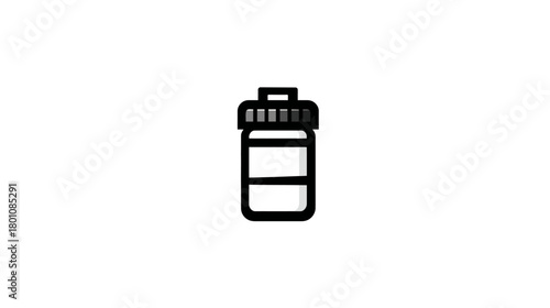 Minimalist black line icon of a reusable sports water bottle. Simple graphic symbol for fitness, hydration, health, and gym design.
