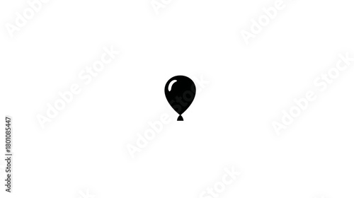 Black balloon icon isolated on a clean white background. Simple graphic symbol for party, celebration, event, or design elements.