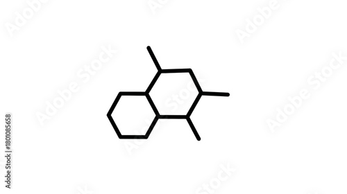 Abstract chemical structure diagram with two fused rings and substituents, representing organic chemistry and scientific research.
