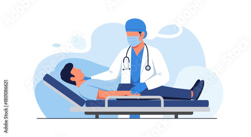 Medical Professional Providing Patient Care Treatment Illustration in Modern Style