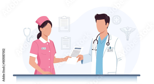 Medical Professionals Collaborating And Exchanging Information In Healthcare Environment