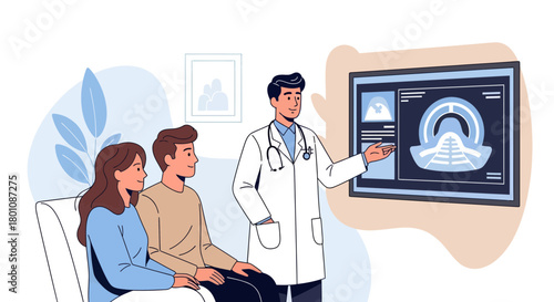 Medical Professionals Explaining Scan Results To Patient As Part Of Healthcare Procedure