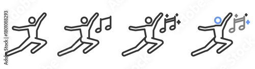 The Ultimate dance Styles with Variations Line of icon set vector illustration