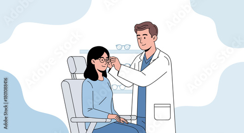 Optometrist Assisting Patient with Glasses and Vision Correction for Better Eye Health