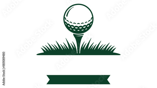 Golf ball on tee grass artwork